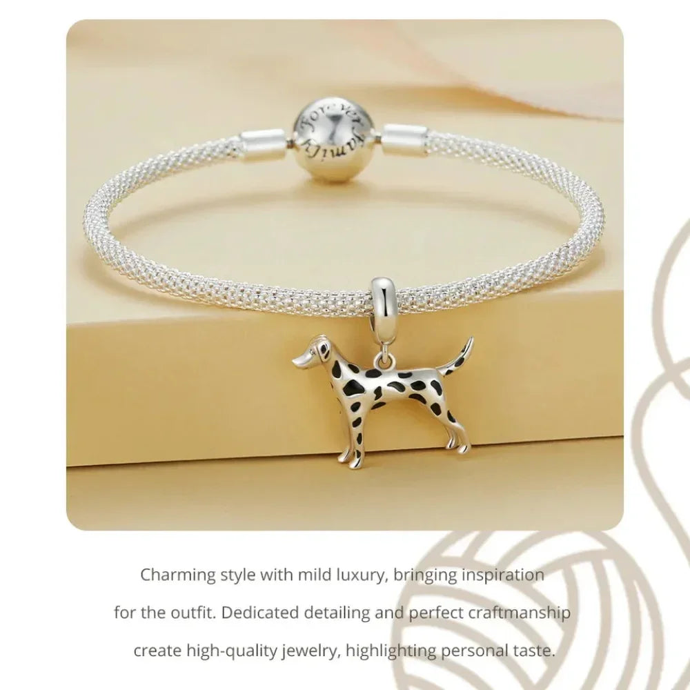 Pendentif Chien Argent Sterling 925 Véritable pour Bracelet - Caniche Teckel