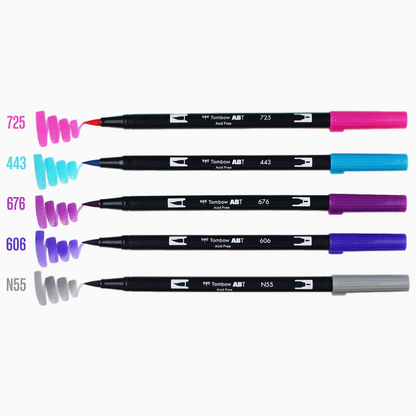 Tombow Dual Brush Pen Art Markers, Galaxy, 6-Pack