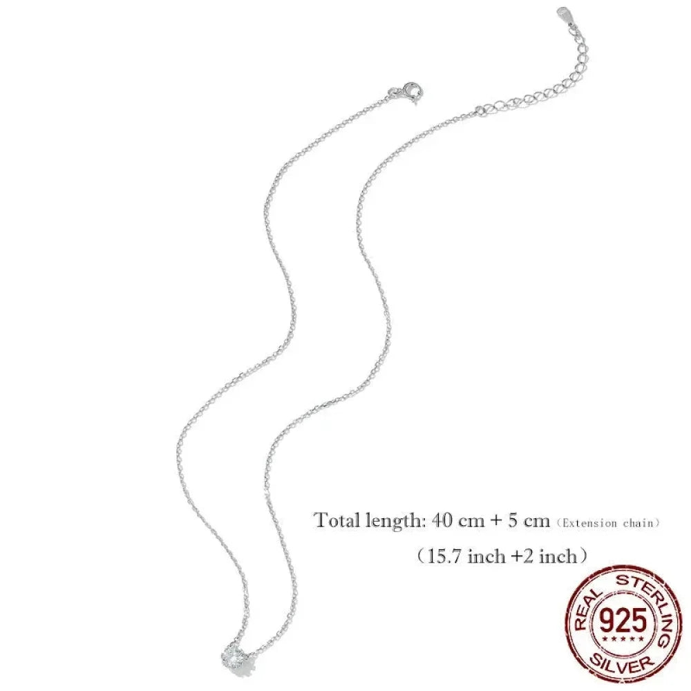 Gorgeous Shiny Choker - 925 Sterling Silver Geometric Cut Zircon Pendant Necklace