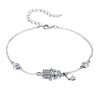 Sterling Silver Blue Evil Eye Charm Bracelet – Lobster Clasp