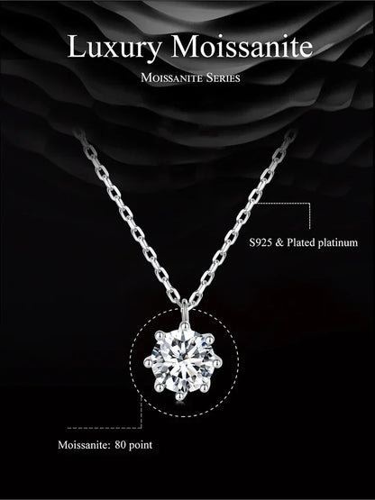 Dazzling 0.8ct Moissanite Sterling Silver Pendant Necklace