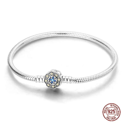 Sterling Silver Snowflake Clasp Bracelet with CZ