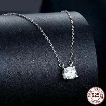 Radiant 1ct Moissanite Sterling Silver Pendant Necklace