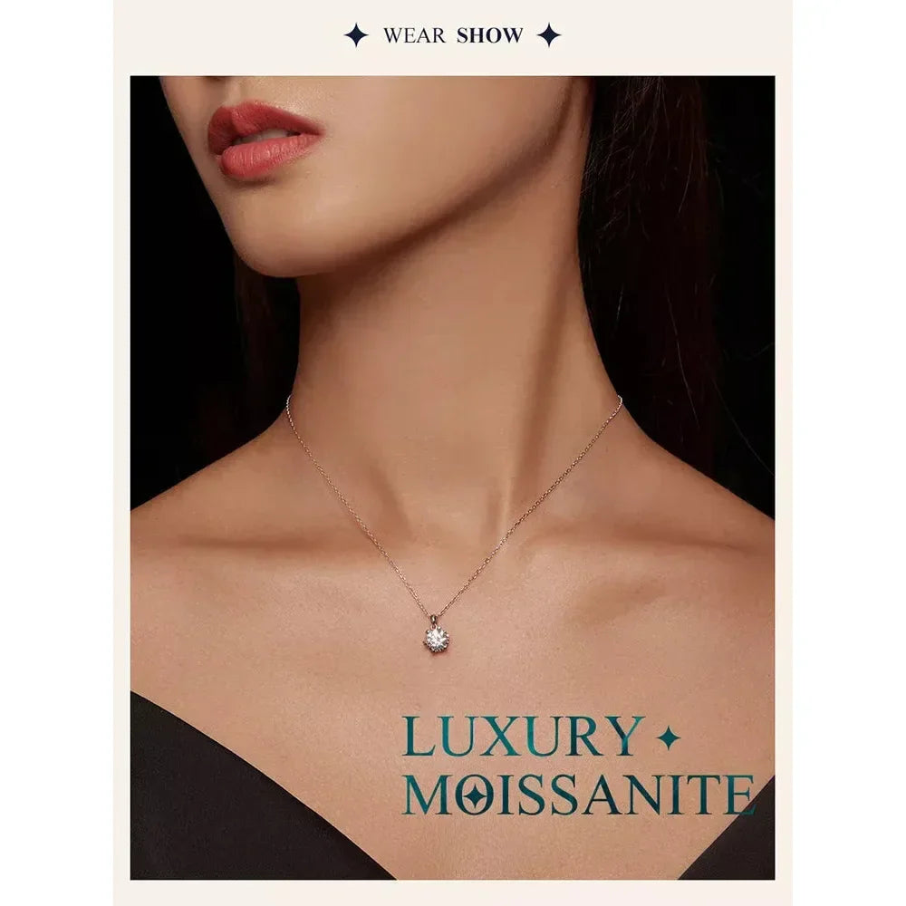 Superbe Collier Pendentif Moissanite 1 Carat | Argent Sterling 925 | Bijoux Fins de Mariage et de Mariée