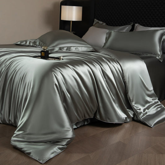 Parure de couette Lustre Luxe Élégance - Gris armée uni