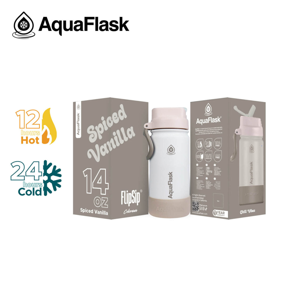 Bouteilles d'eau AquaFlask Kids FlipSip 414 ml (14 oz)