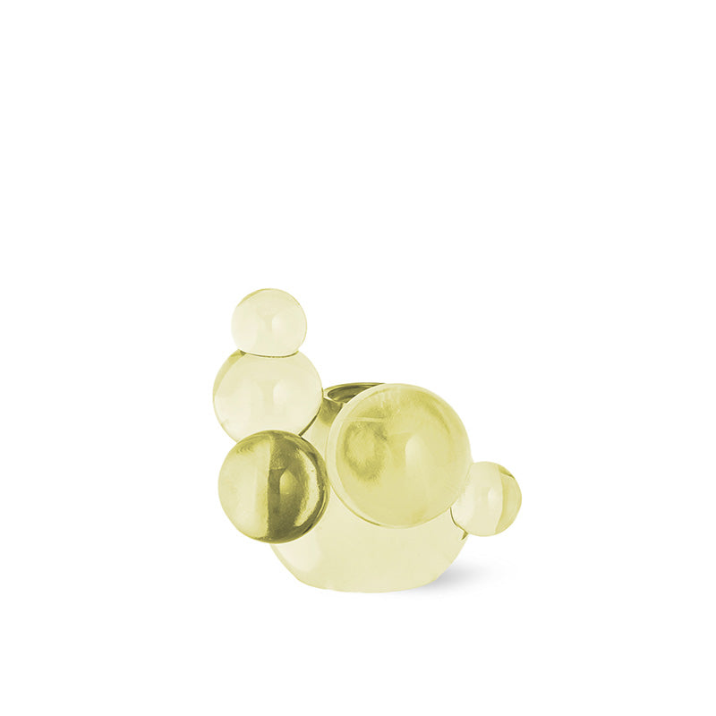 Bougeoir en verre bulle de cristal - Sculpture décorative jaune clair