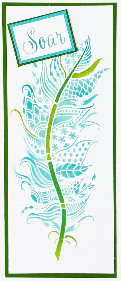 The Crafters Workshop Pochoir superposable Slimline Joy Feather