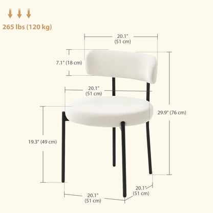 Chaises de salle à manger modernes Avery 4 pièces avec revêtement en velours côtelé - Beige