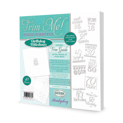 Bloc d'inserts métallisés Trim Me! - Étapes d'anniversaire - Argent