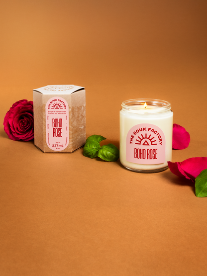 Bougie Boho Rose - Rose, pamplemousse & basilic