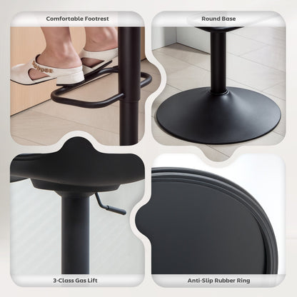 Tabourets de comptoir/bar Zee (lot de 2) avec hauteur réglable et siège pivotant - Noir