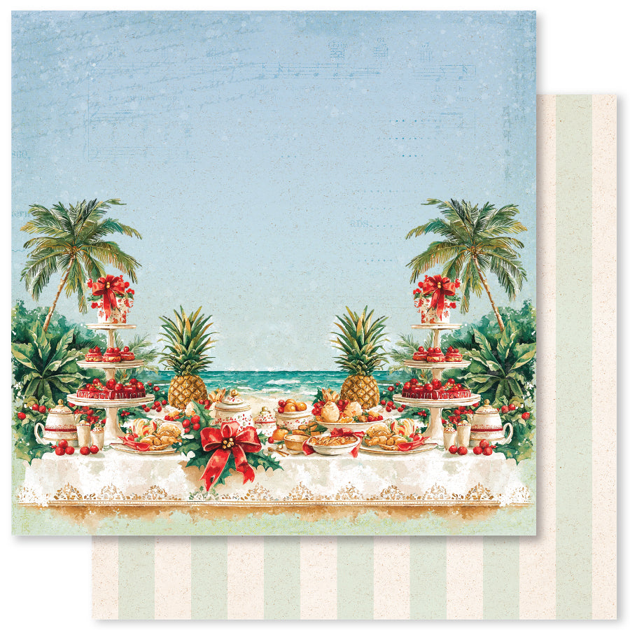 Papier "Noël Tropical" C 30,5x30,5 cm (Lot de 12) 33123