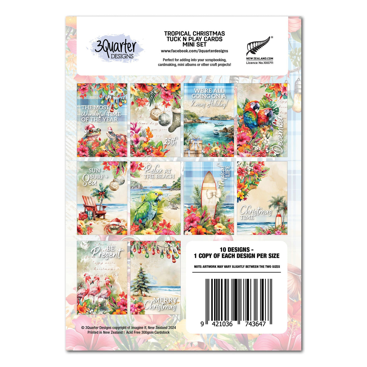 3Quarter Designs Tropical Christmas Tuck N Play Cards Mini Set