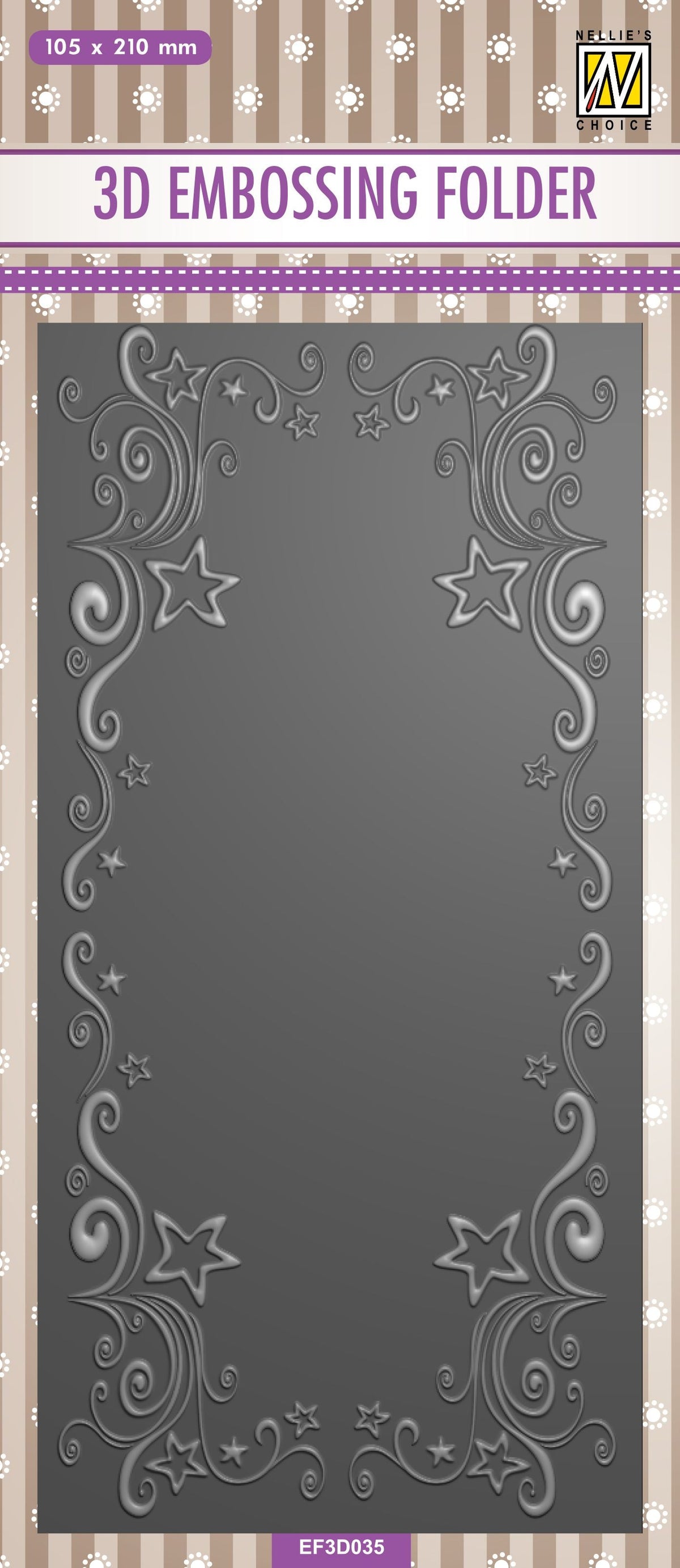 Nellie's Choice Classeur de Gaufrage 3D Slimline - Cadre Boucles-Étoiles