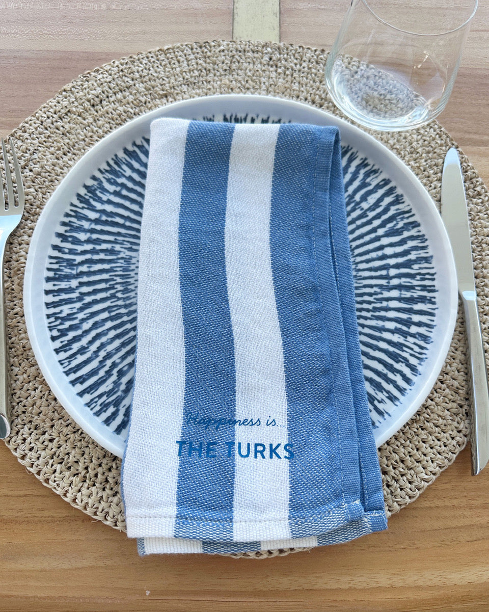 Custom Napkin, Striped Blue