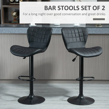 Avion Counter/Barstools with Adjustable Height and Swivel-Set of 2-Black
