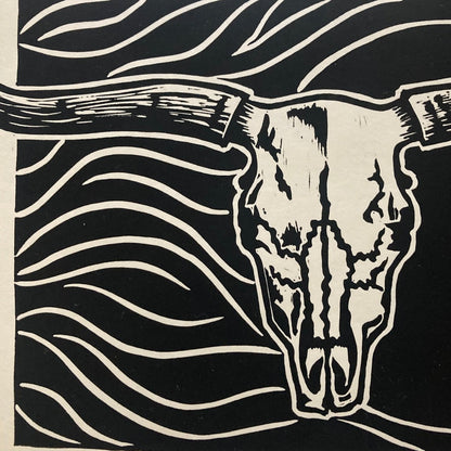 'Cattle Skull' lino print