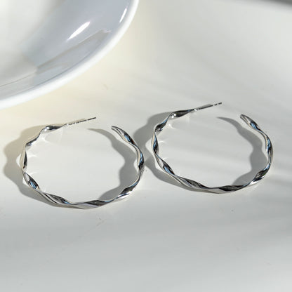 Boucles d'oreilles créoles VERONA torsadées ondulées argentées