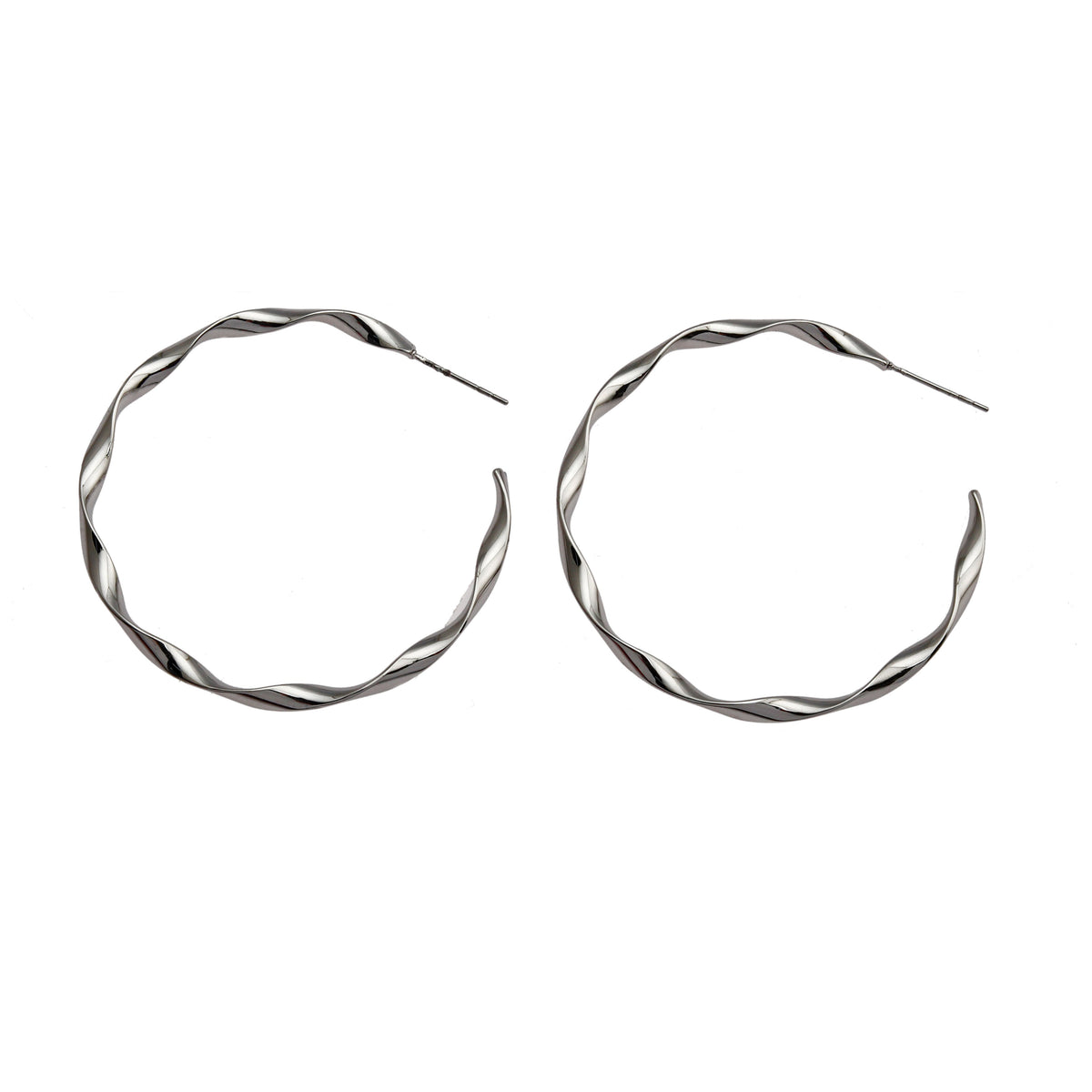 Boucles d'oreilles créoles VERONA torsadées ondulées argentées