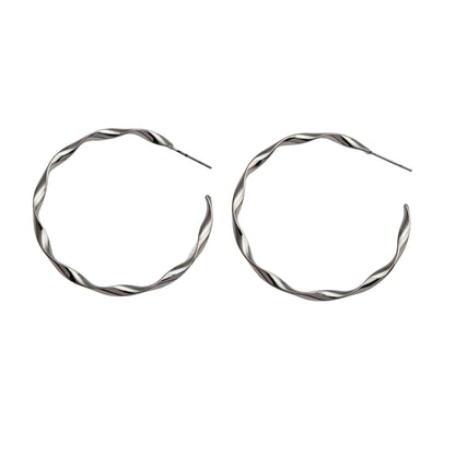 Boucles d'oreilles créoles VERONA torsadées ondulées argentées