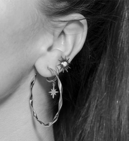 Boucles d'oreilles créoles VERONA torsadées ondulées argentées