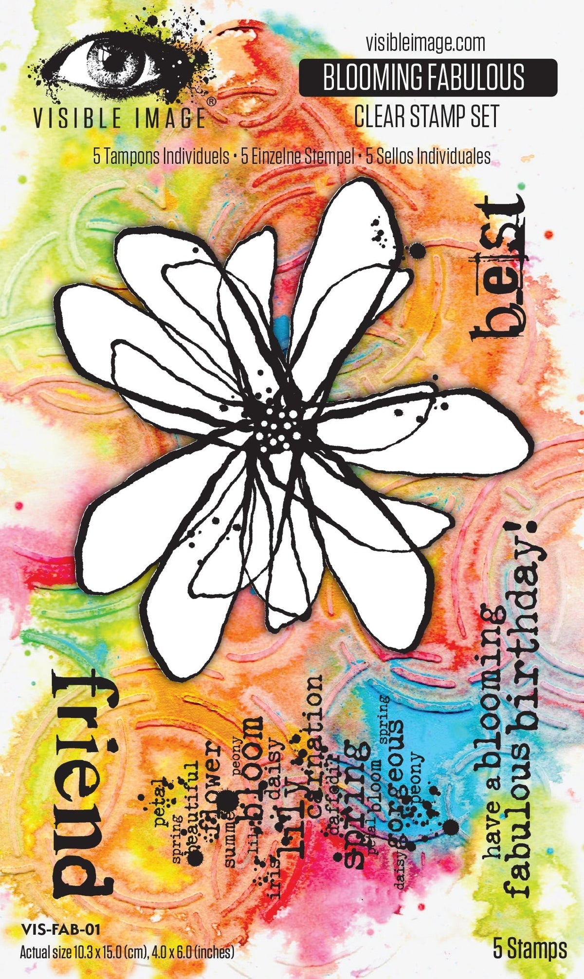 Visible Image Blooming Fabulous Lot de tampons 10 x 15 cm