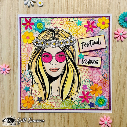 Visible Image Flower Ink Stencil - 6 x6
