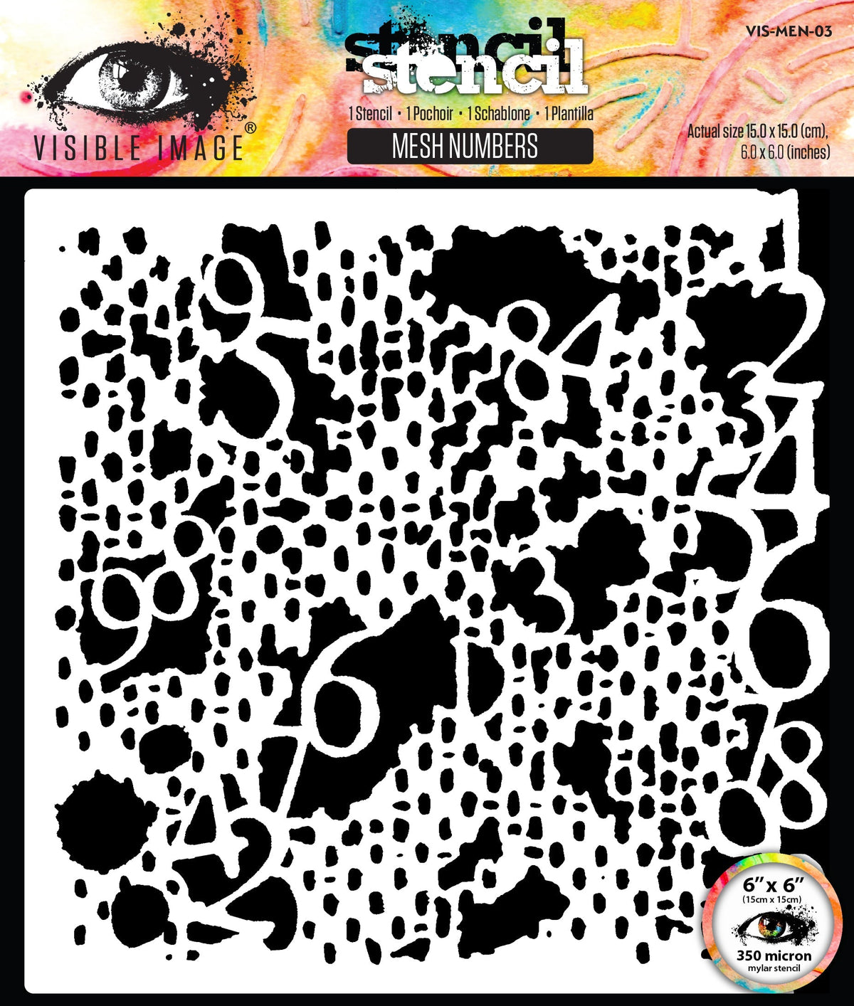 Pochoir chiffres en maille image visible 15 cm x 15 cm