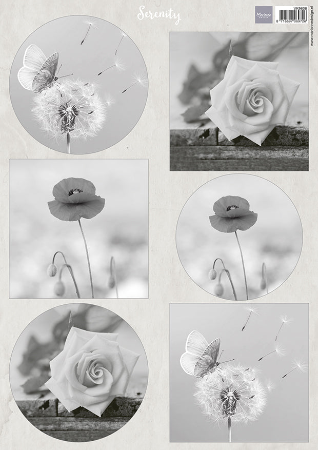 Marianne Design Feuille de découpe A4 - Serenity Flowers