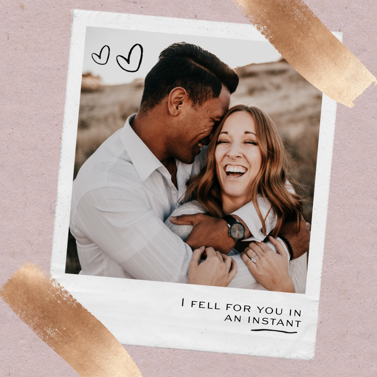 Toile photo Polaroid Cœur d'amour - Impression sur toile personnalisée Saint-Valentin