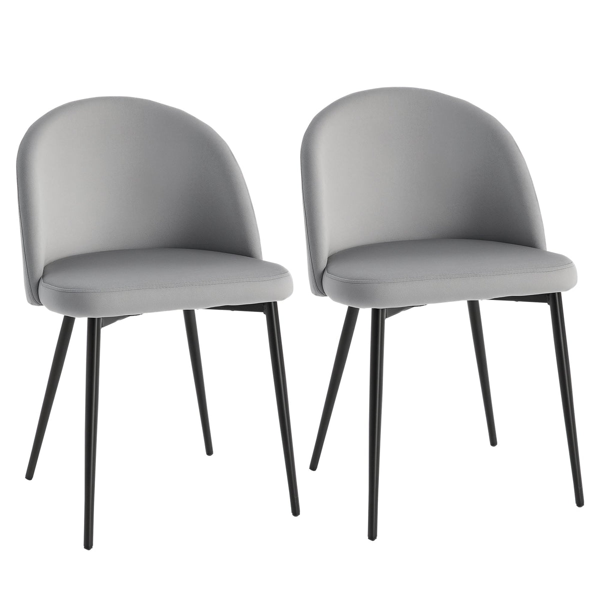 Lot de 2 chaises de salle à manger mi-dossier en velours Dylan – Gris