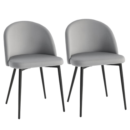 Lot de 2 chaises de salle à manger mi-dossier en velours Dylan – Gris