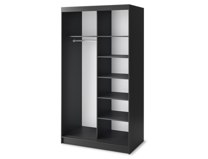 Marrphy Mirrored 2 Sliding Door Freestanding Wardrobe - Black/Oak Caramel