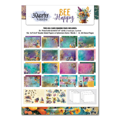 Lot de 10 cartes 3Quarter Designs Bee Happy 15x10 cm