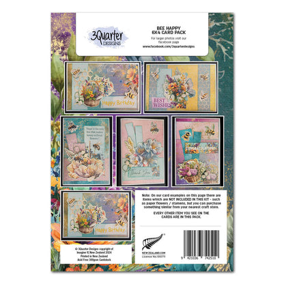 Lot de 10 cartes 3Quarter Designs Bee Happy 15x10 cm