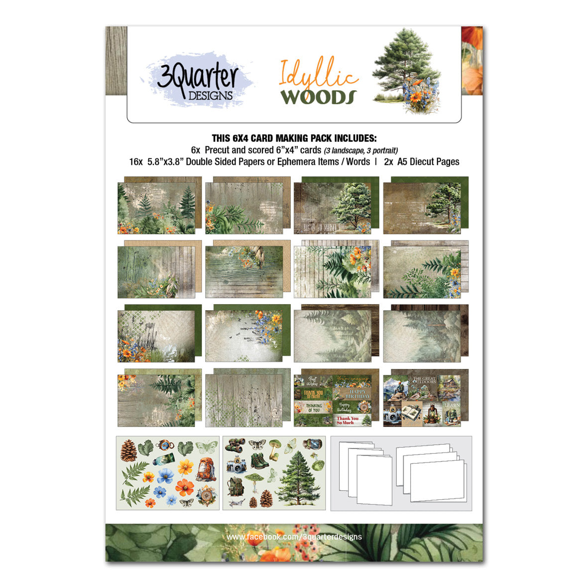 Pack de cartes 3Quarter Designs Idyllic Woods 6x4