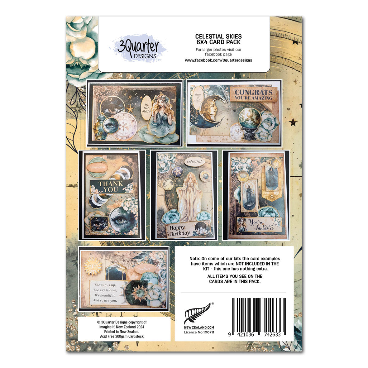 3Quarter Designs Ciels Célestes Lot de cartes 6x4