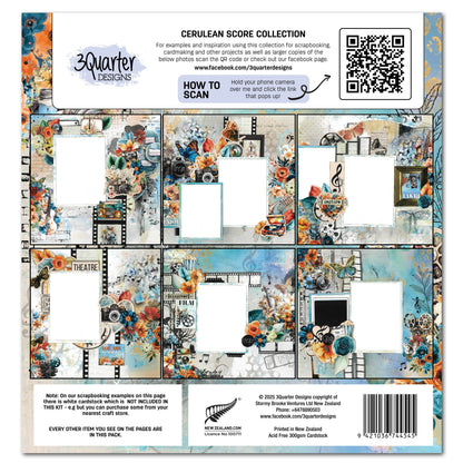 3Quarter Designs Cerulean Score Set de Papier Design 30x30cm et Découpes