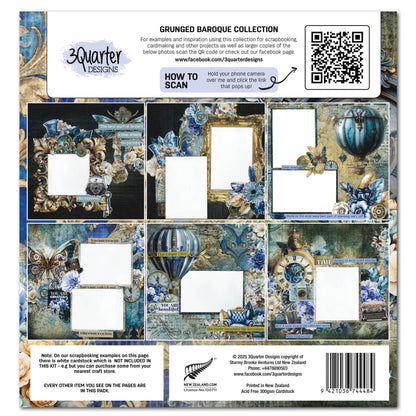 Set de papier et de découpes Grunged Baroque 12x12 3Quarter Designs