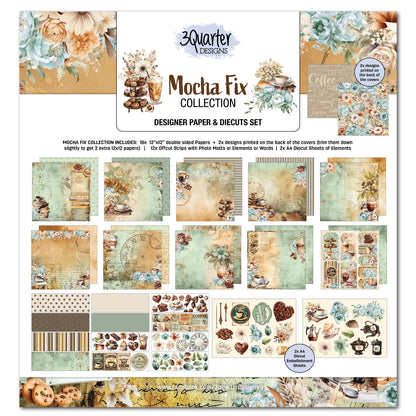 3Quarter Designs Mocha Fix 12x12 Design Paper & Diecuts Set