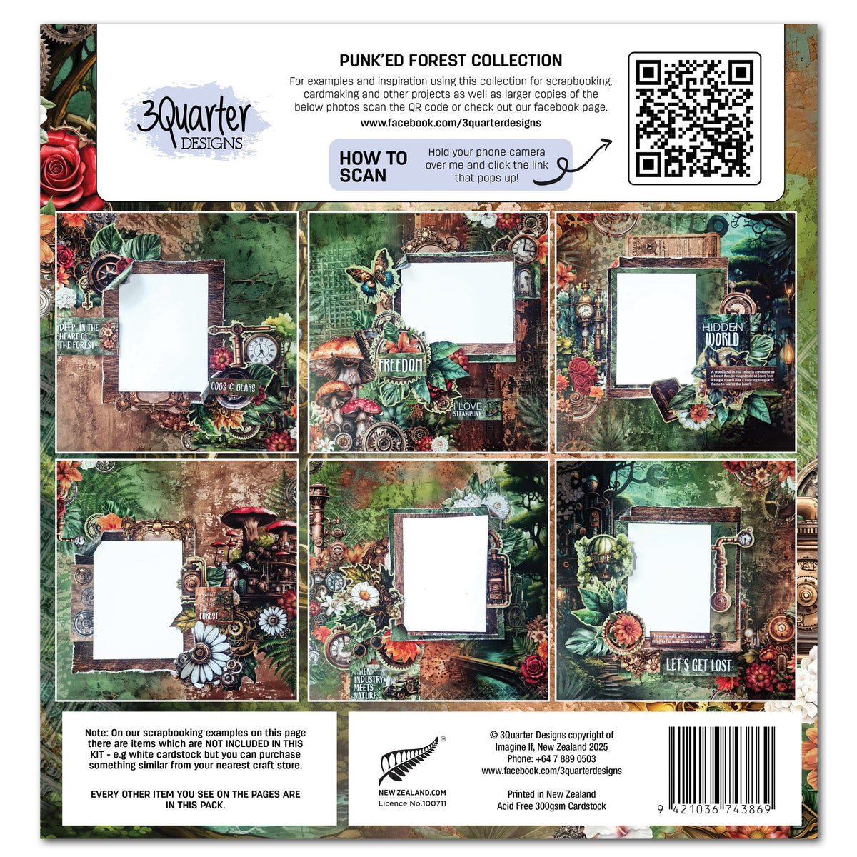 3Quarter Designs Punk'ed Forest Papier Design & Dies 30x30cm Set