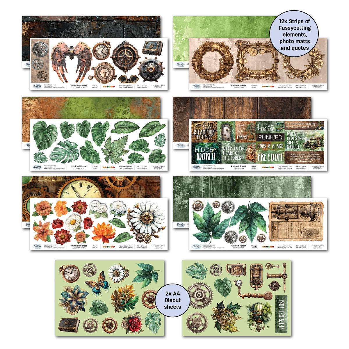3Quarter Designs Punk'ed Forest Papier Design & Dies 30x30cm Set