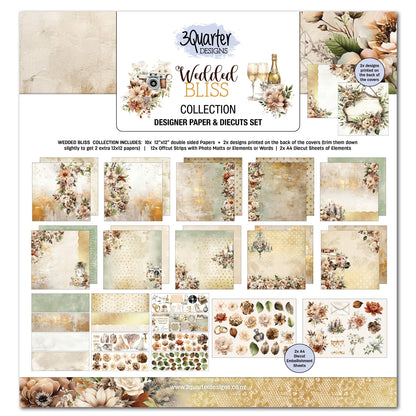 3Quarter Designs Wedded Bliss Lot de Papiers et de Découpes 30x30 cm