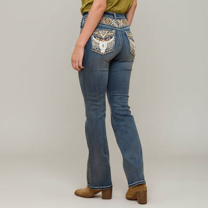 Westfield Eagle Women’s Embroidered Bootcut Jeans. Steerhead Bling Stretch Denim