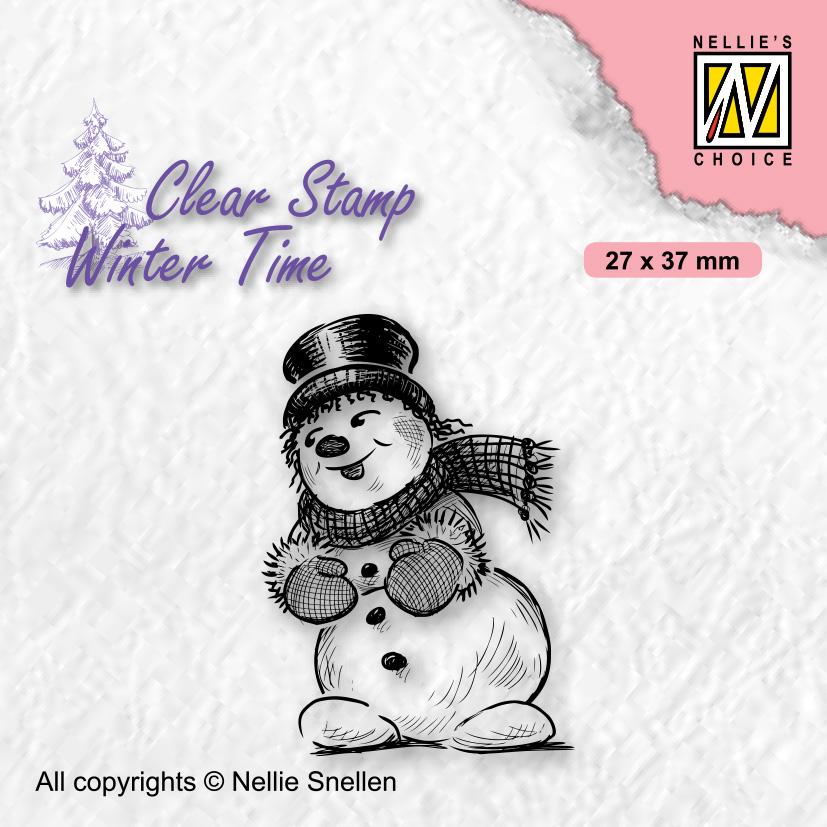 Tampon transparent Nellie's Choice Winter Time - Bonhomme de neige avec chapeau haut de forme