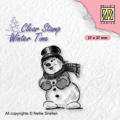 Tampon transparent Nellie's Choice Winter Time - Bonhomme de neige avec chapeau haut de forme