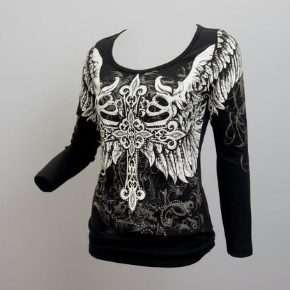 Women's Angel Wings Cross Long Sleeve Top