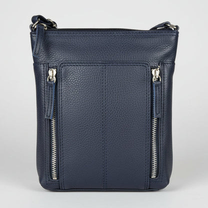 Slim Leather Crossbody. Small Vertical Zip Women’s Bag with Adjustable Strap