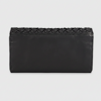 Portefeuille en cuir tressé pour femme MET